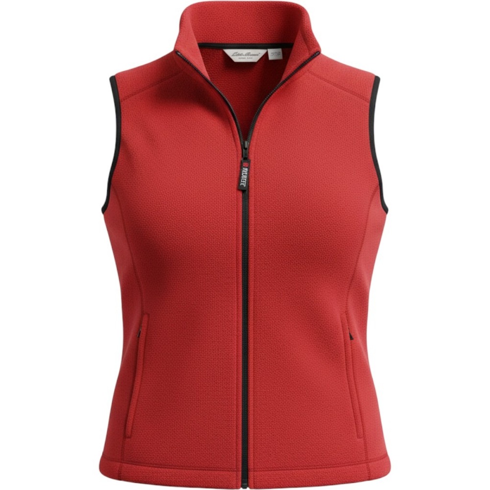 Eddie Bauer Womens Fleece Vest XL Red Polartec Full Zip Sleeveless Jacket